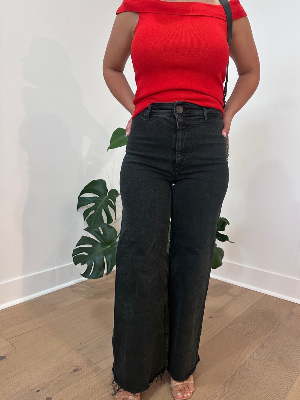 Zara Black High-Rise Wide-Leg Jeans